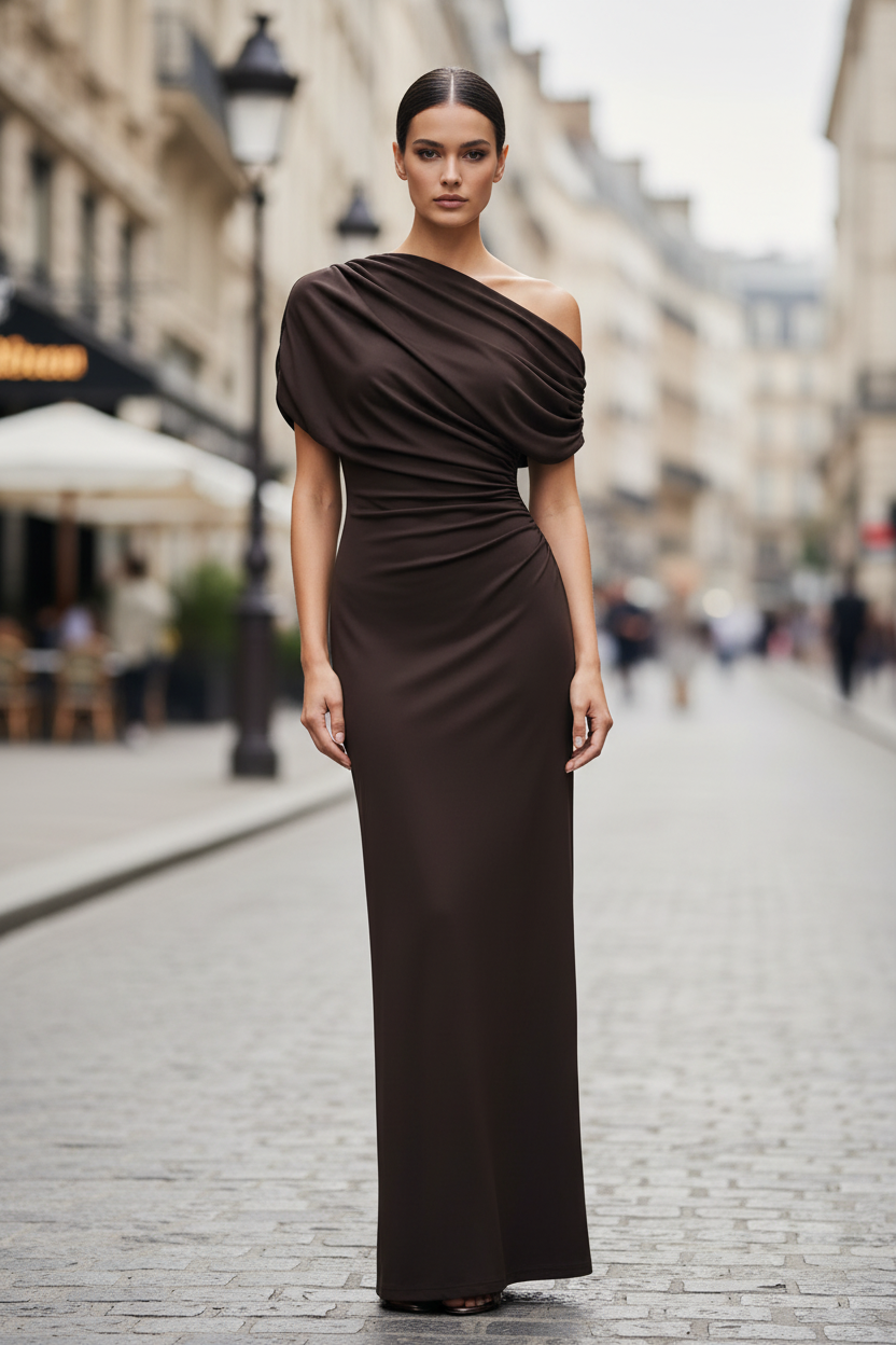 Millie - Vestido maxi drapeado