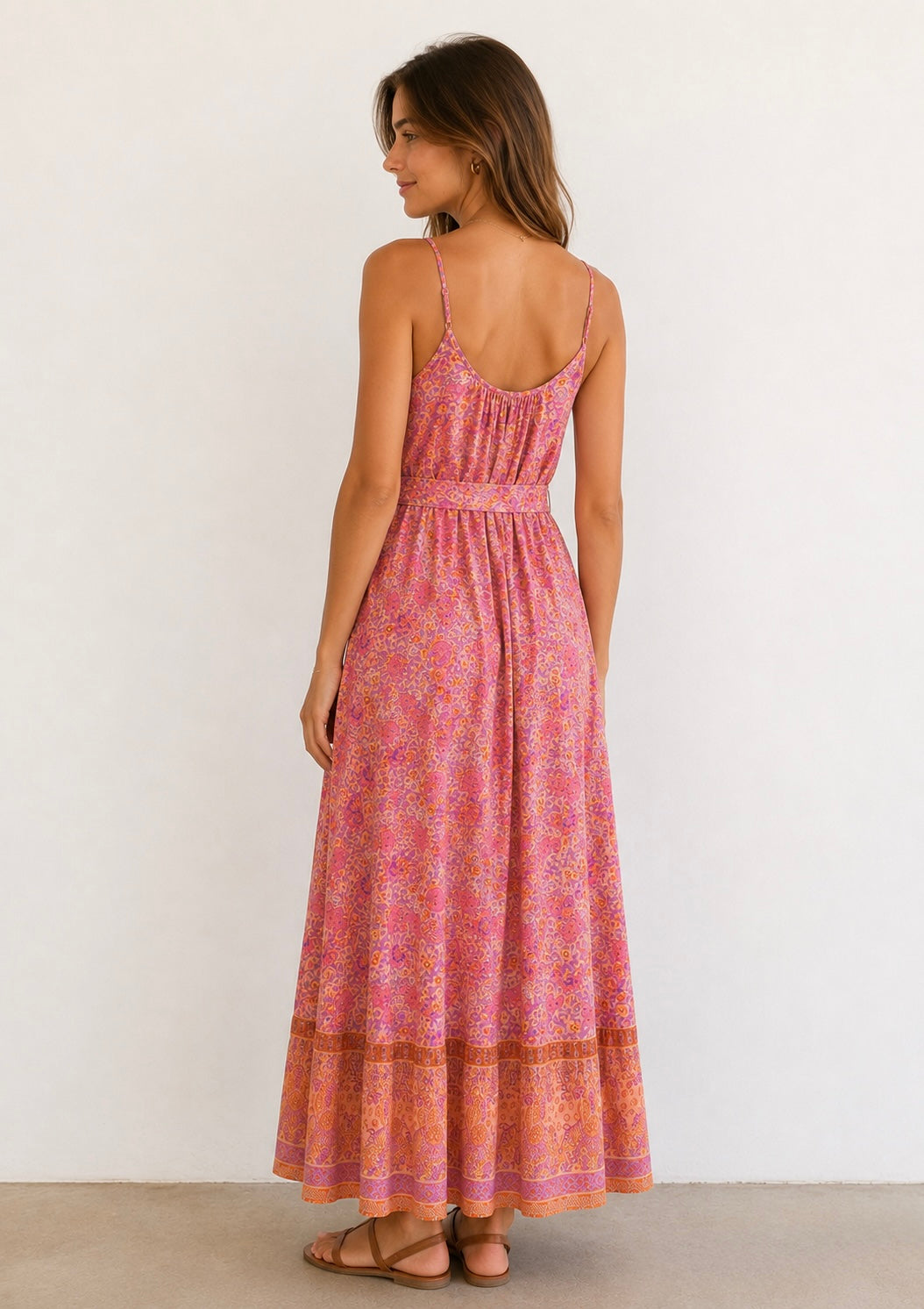Rose - Vestido bohemio largo floral rosa