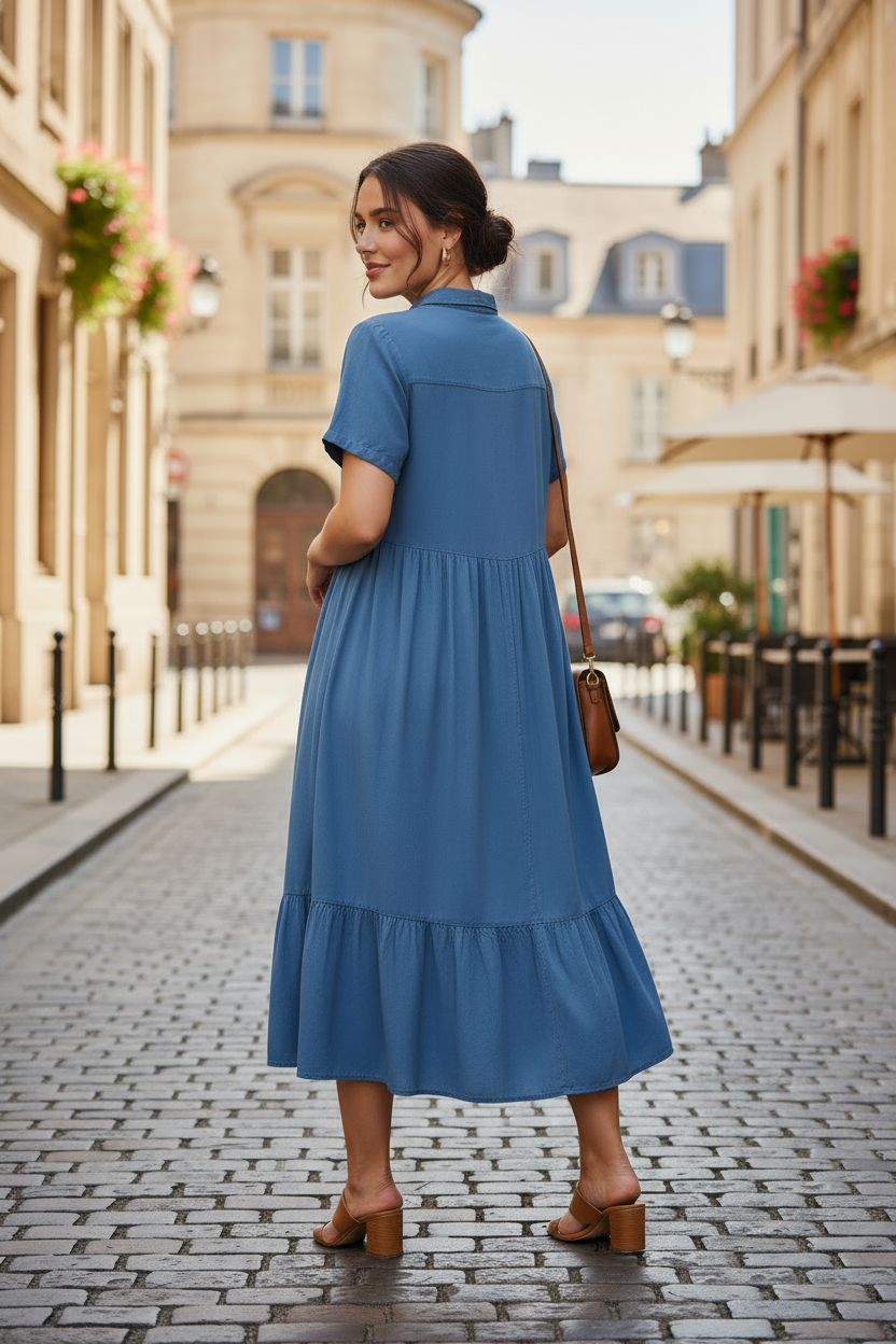 Olivia - Vestido camisero midaxi