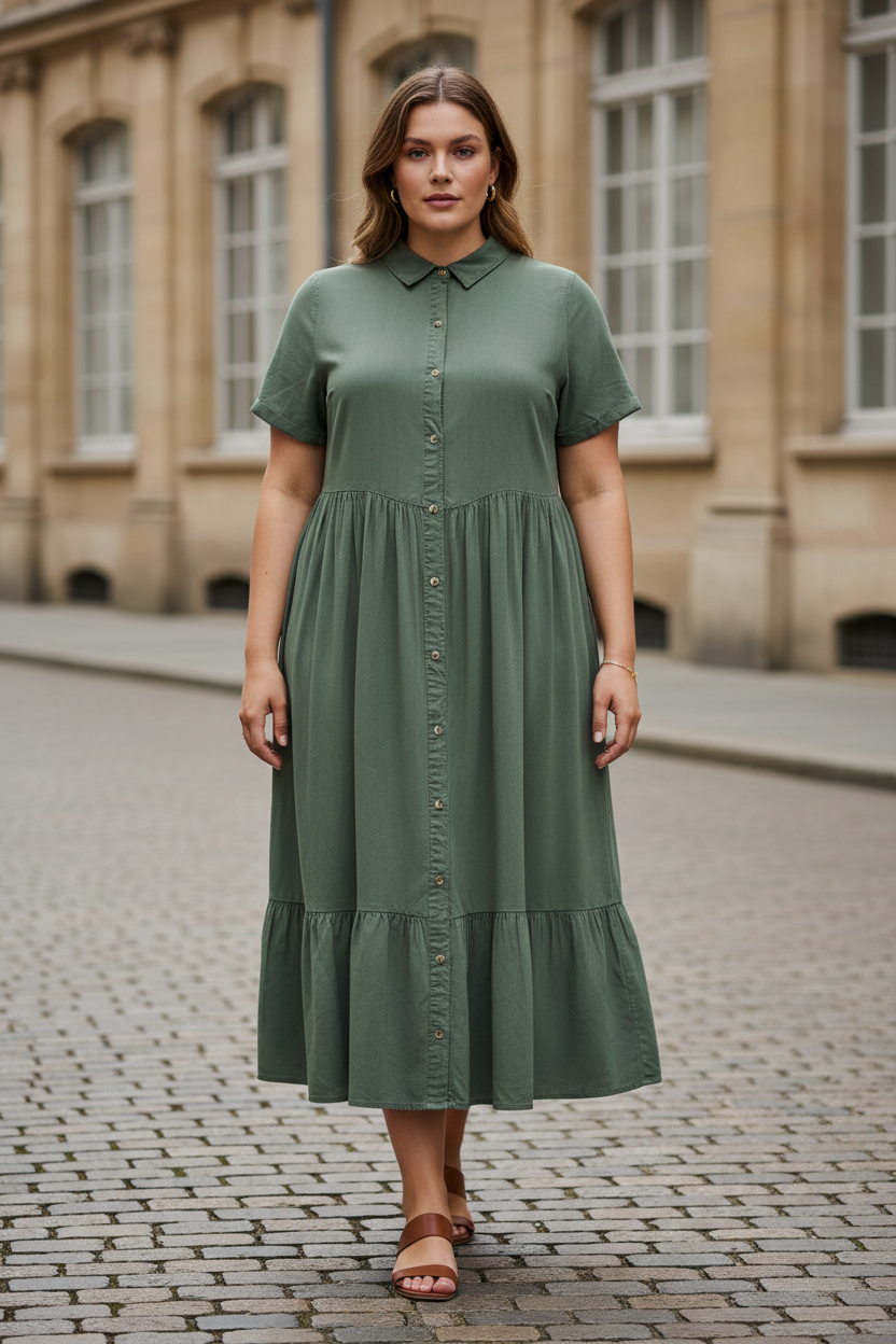 Olivia - Vestido camisero midaxi