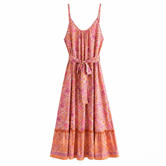 Rose - Vestido bohemio largo floral rosa