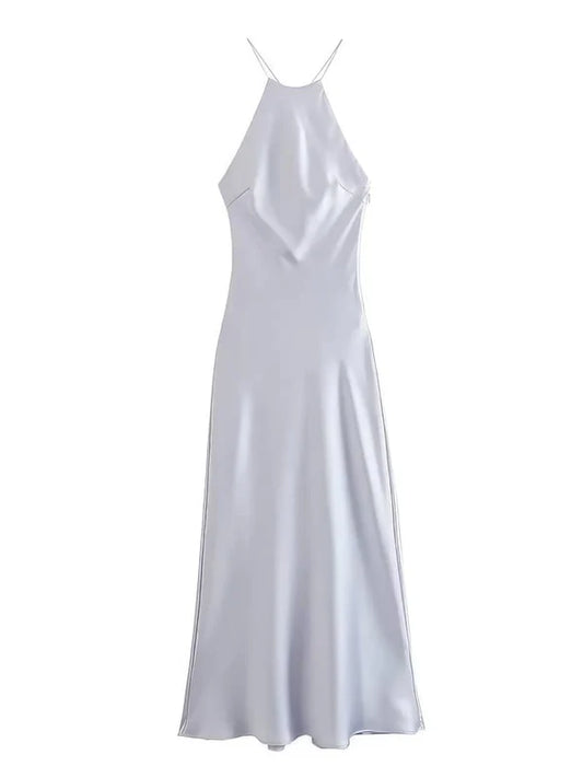 Lisa - Vestido lencero de satén de color liso