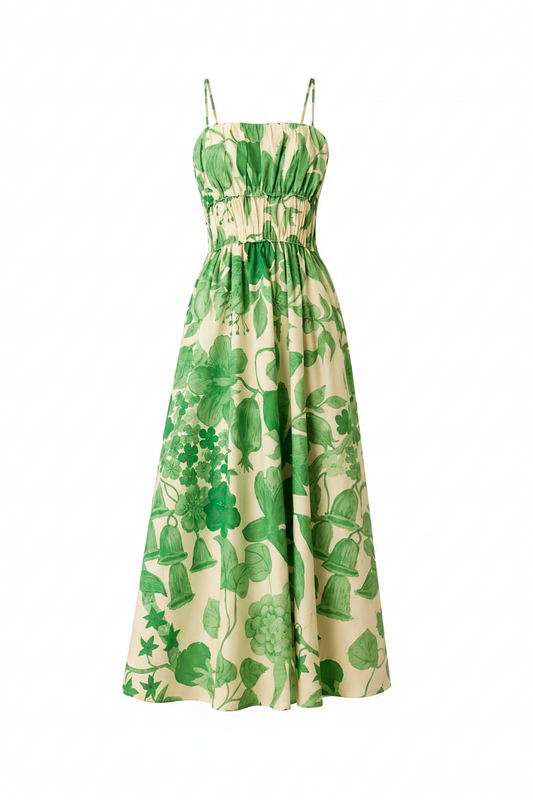 Alexa - Vestido largo hibiscus fruncido