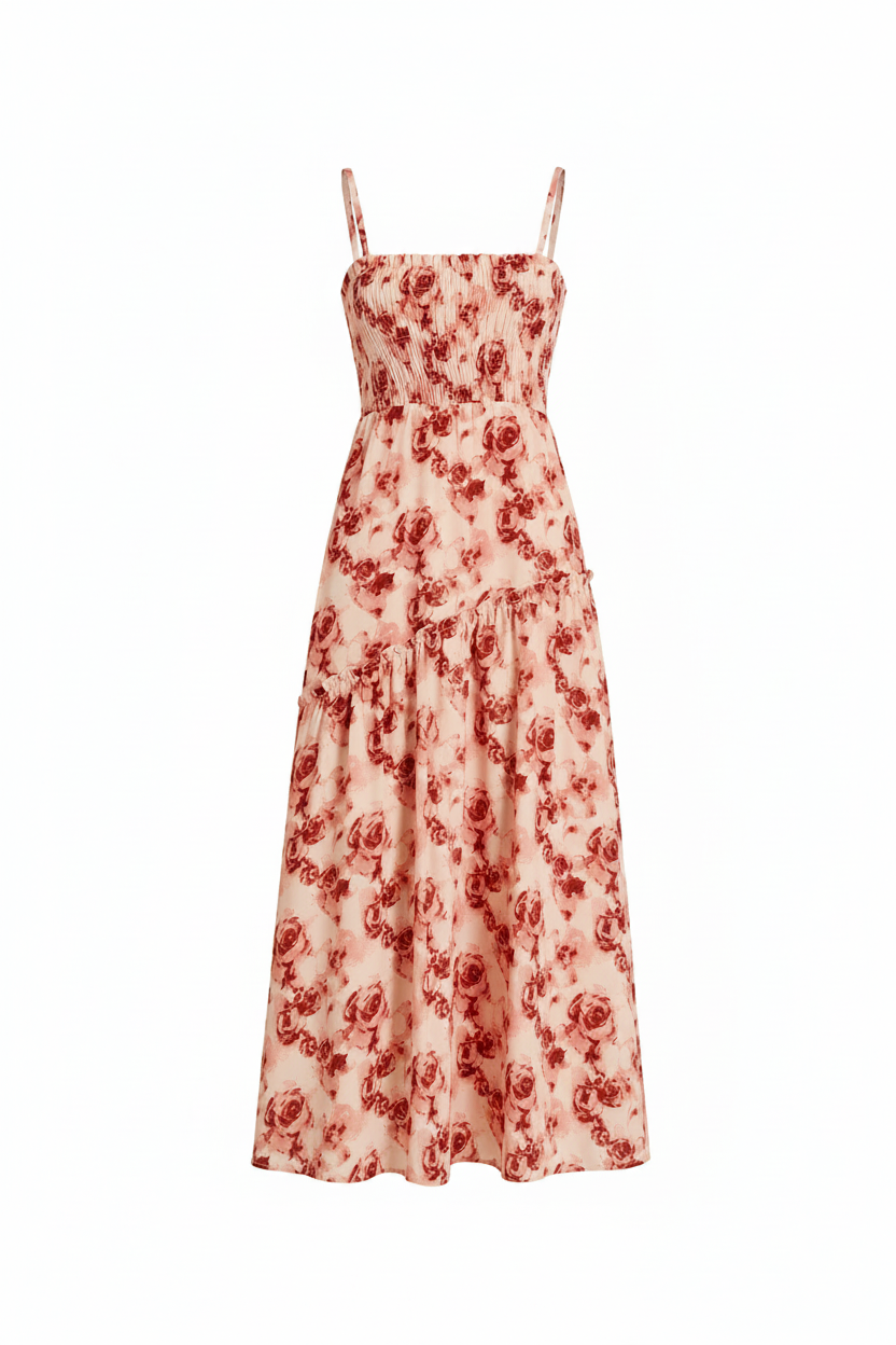 Virginia - Vestido largo jardín de rosas