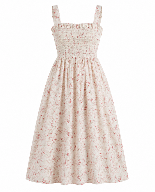 Maya - Vestido midi con estampado floral y fruncido