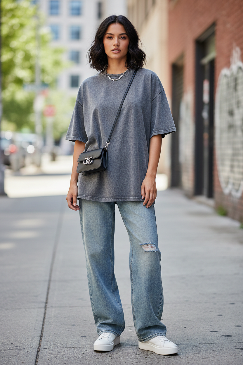 Dona - Blusa oversize con efecto lavado
