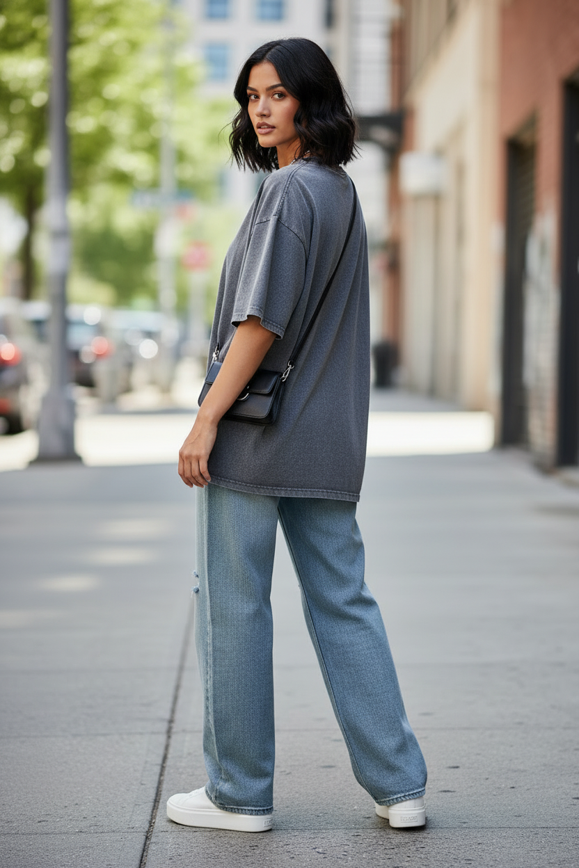 Dona - Blusa oversize con efecto lavado