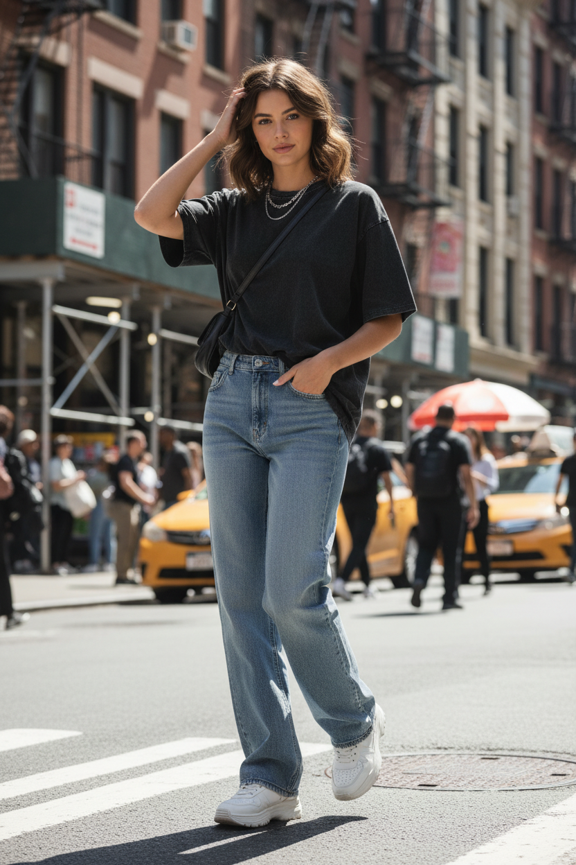 Dona - Blusa oversize con efecto lavado