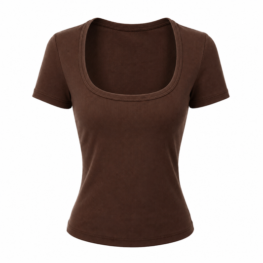 Karoline - Blusa corta elástica con cuello cuadrado