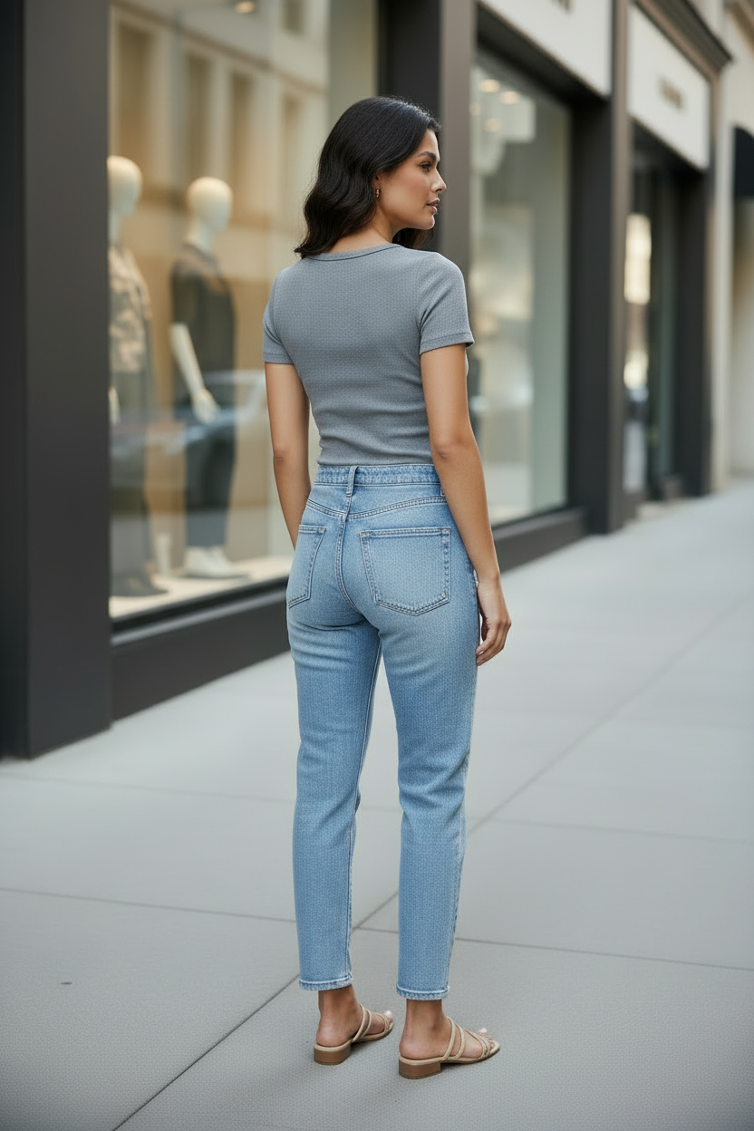 Karoline - Blusa corta elástica con cuello cuadrado
