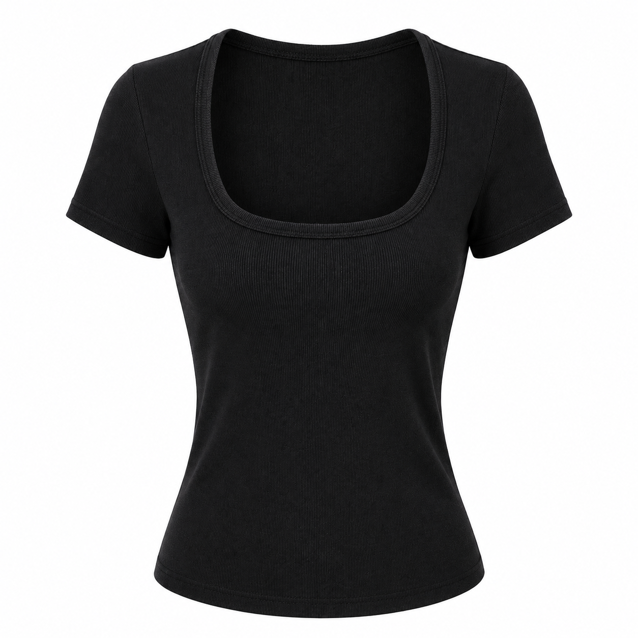 Karoline - Blusa corta elástica con cuello cuadrado