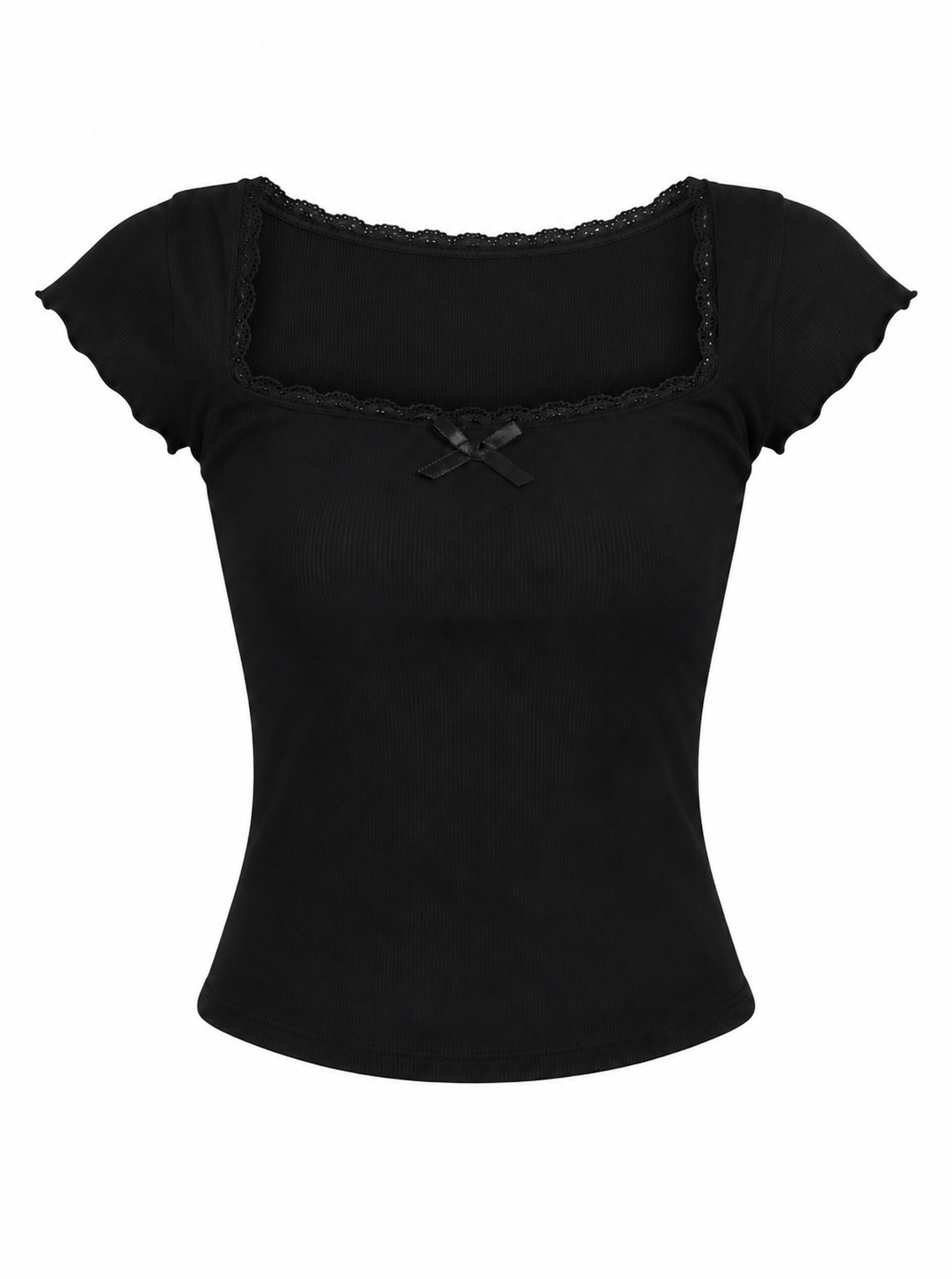 Bambi - Blusa de punto con cuello de encaje