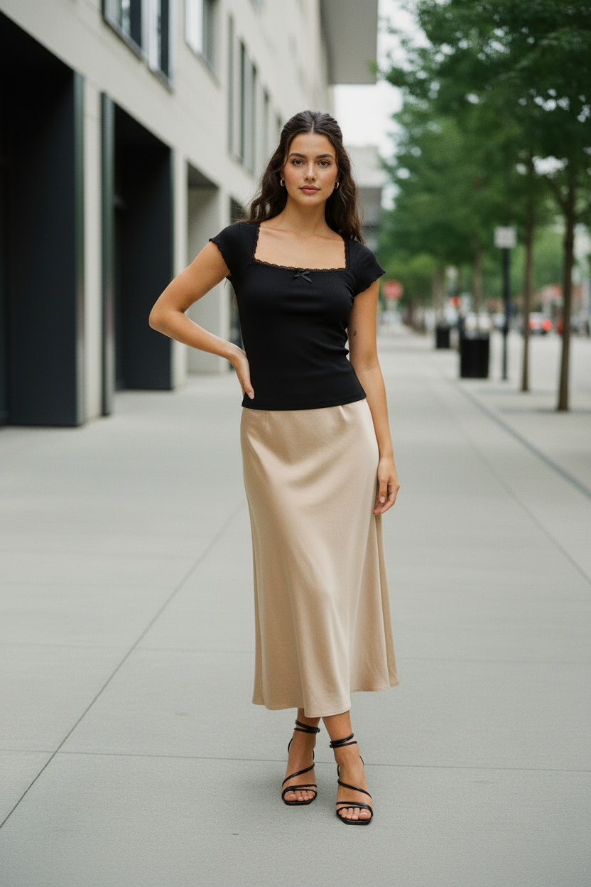 Bambi - Blusa de punto con cuello de encaje