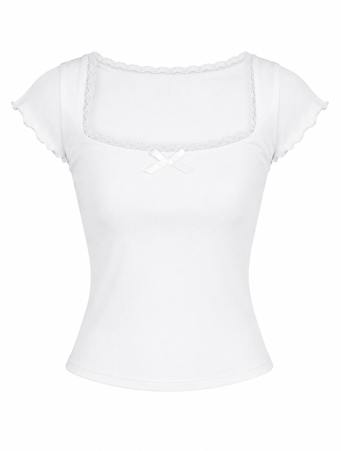 Bambi - Blusa de punto con cuello de encaje