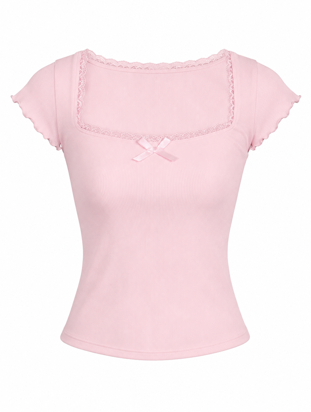 Bambi - Blusa de punto con cuello de encaje